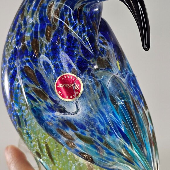 Formia Vetri Di Murano Italy Bird Blue Green Glass Figurine 58/500 REPAIRED - Picture 9 of 14
